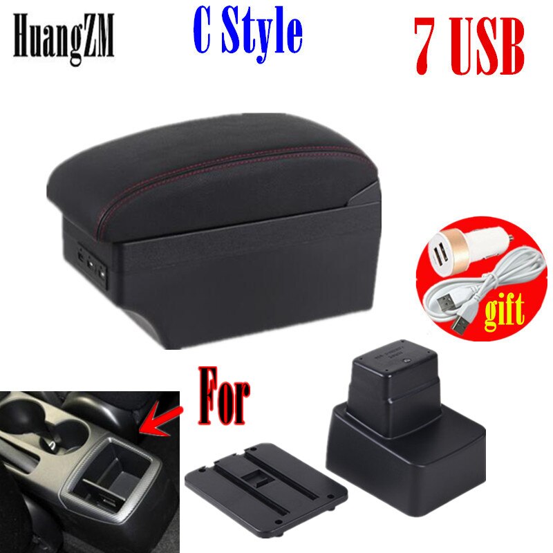 Pour CX-3 CX3 accoudoir boîte universelle voiture console centrale modification accessoires double surélevé avec USB: C style red line