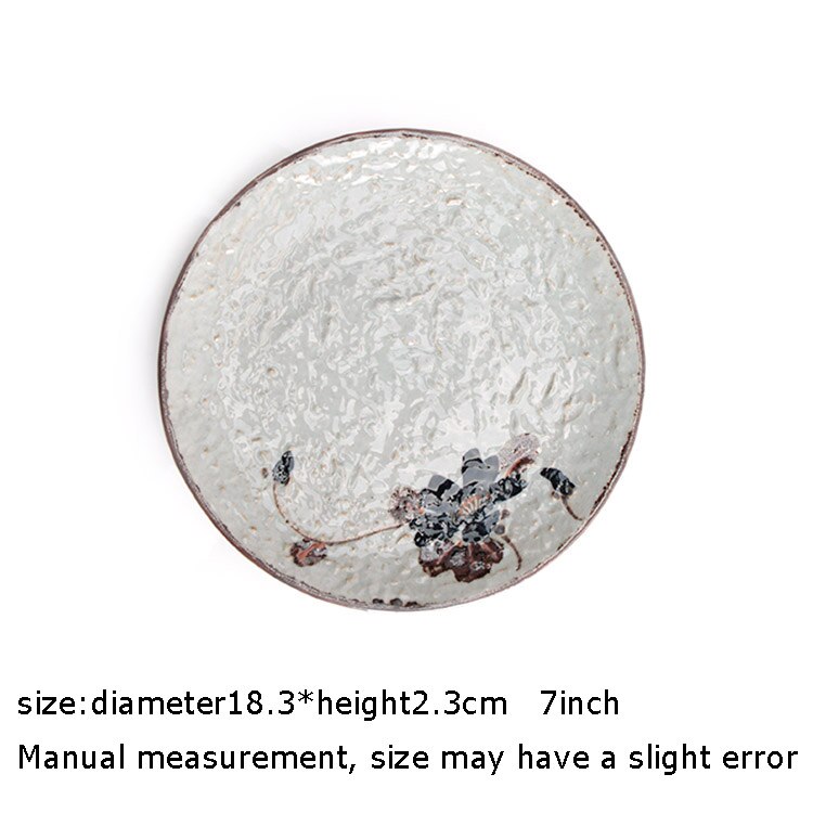 Japanse Stijl Keramische Plaat Hand Beschilderd Bloemmotief Spaghetti Omelet Plaat Schotel Thuis Vintage Servies Taart Ronde Schotel
