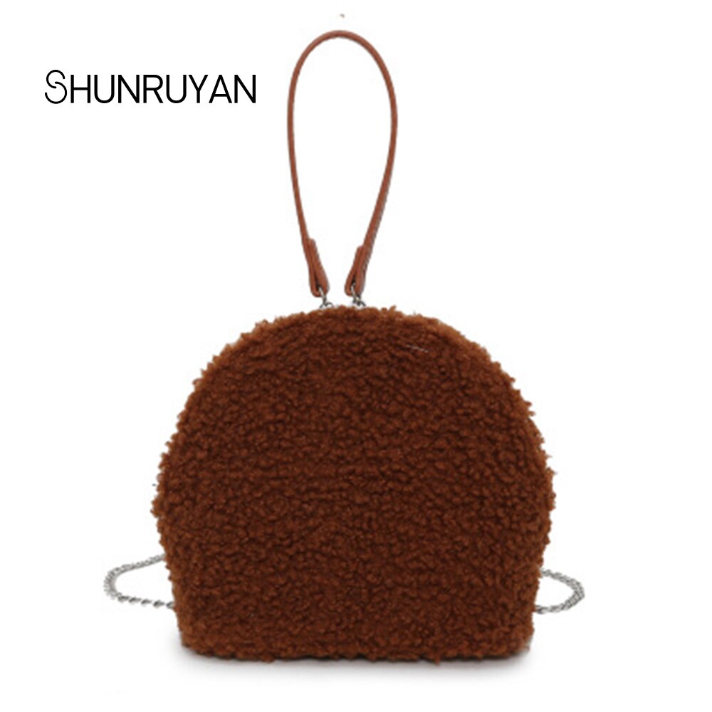 Shunruyan damväska vintage filt skal handväska axelväska crossbody väska damväska klänning: Choklad