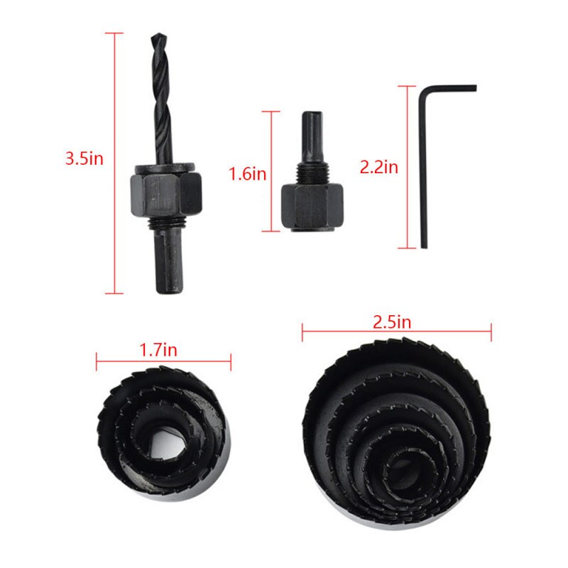 11PCS Set Hole Saw Drill Bit Kit Mandrel Wood Sheet Metal Plastic 3/4" To 2 1/2" Carbon Steel Widely Hole Saw Kit
