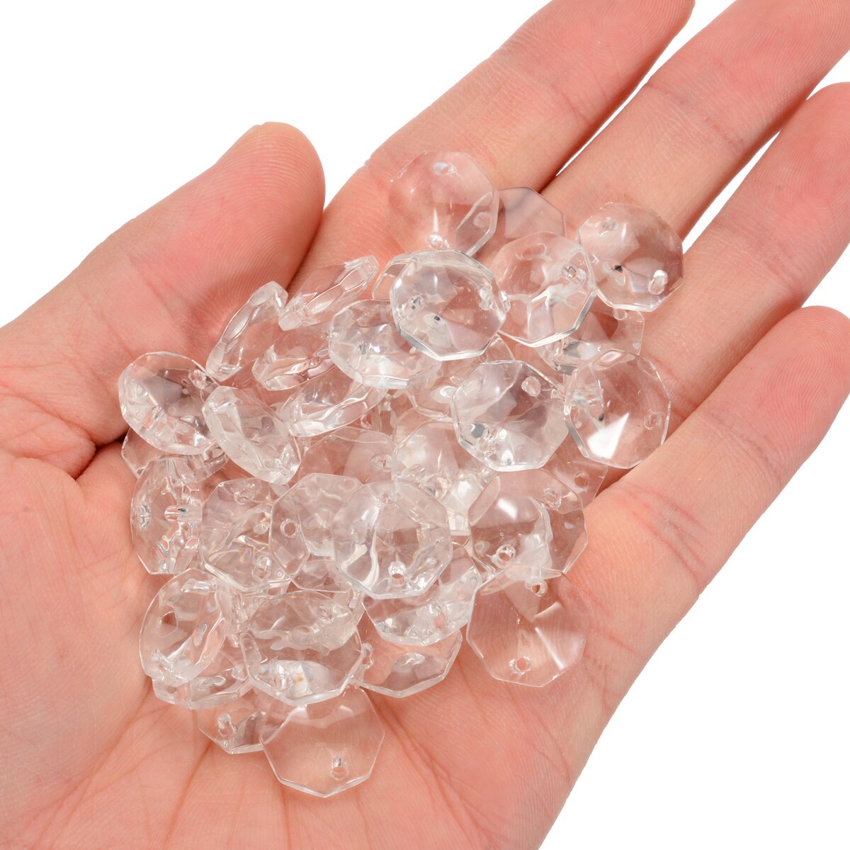 50 stk/parti klare åttekantede perler 14mm glansede krystallprismer anheng dekorasjon til gjør-det-selv perler gardinbelysning pendelverktøy