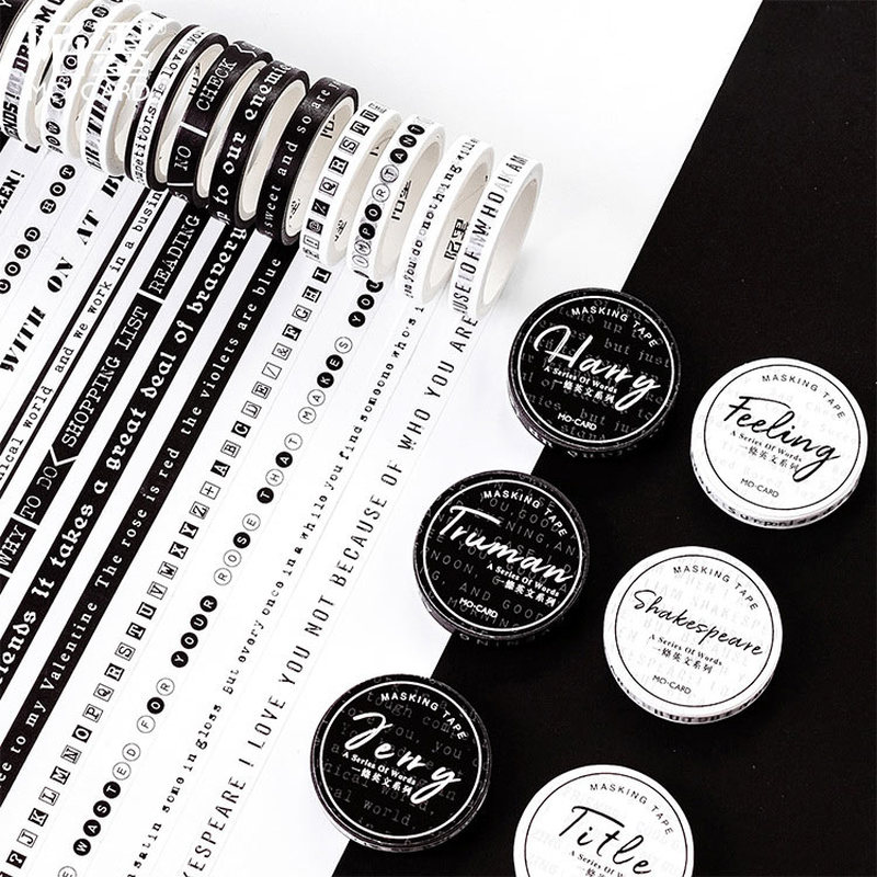 1 pc svart og hvit washi tape kunst journal dekorasjon scrapbooking maskeringstape bryllup/bursdag/bullet prikket journal