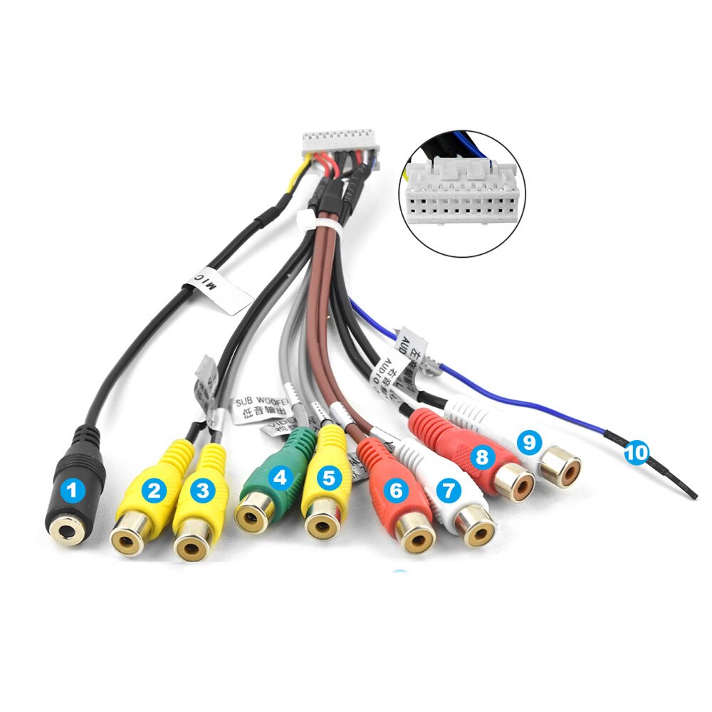 Podofo android 2 din bilradio multimedieafspiller universal tilbehør ledning adapter stik stik kabel til vw nissian toyota: Rca ledning