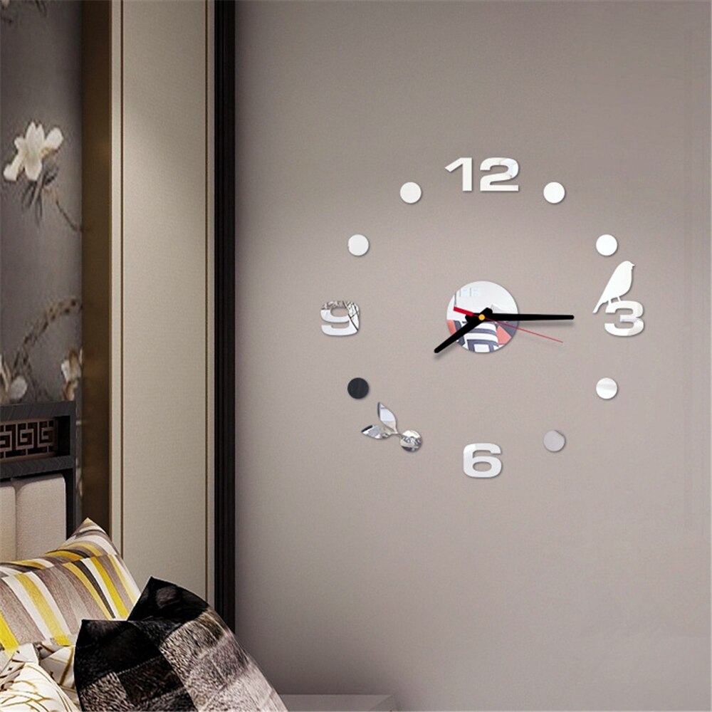3D Wall Clock DIY Quartz Clock Mirror Wall Sticker For Home Decor Removable Decal Sticker Ornament Living Room Needle Display