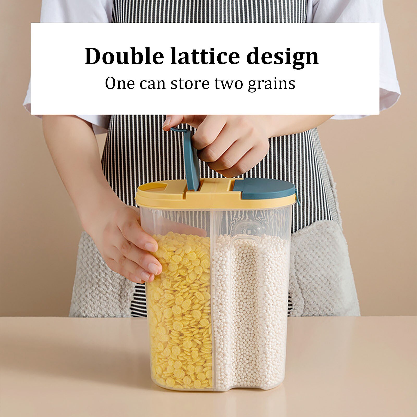 Airtight Food Storage Containers Clear Cereal Dispenser Box Can with Lids Plastic Sealed Separated Dry Goods Food Storage Tank