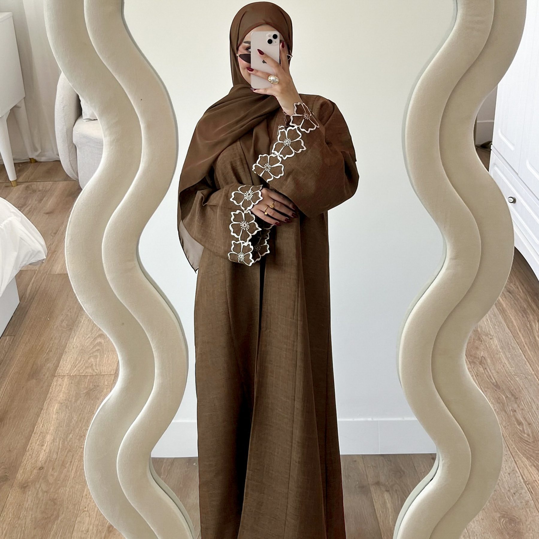 Open Abaya voor Vrouwen Dubai Luxe Borduren Bloem Arabische Kimono Abaya Moslim Jurk Turkije Islamitische Kleding Kaftan Gewaad Ramadan