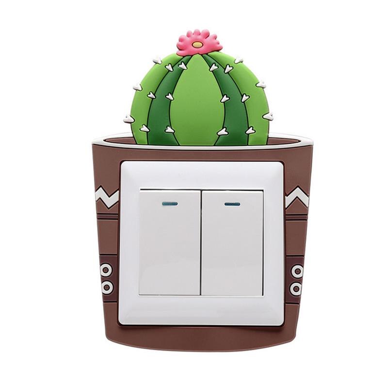 Luminous Snow Lotus Light Switch Sticker Removable 3D Self-Adhesive Surround Cover Glitter Wall Decor For Home Decoration: Prickly Pear
