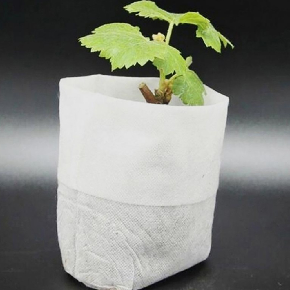 Macetas para vivero, bolsas para cría de plantas, telas no tejidas, suministro de jardín, 8x10cm, bolsa de cultivo blanco para invernadero, 100 Uds.
