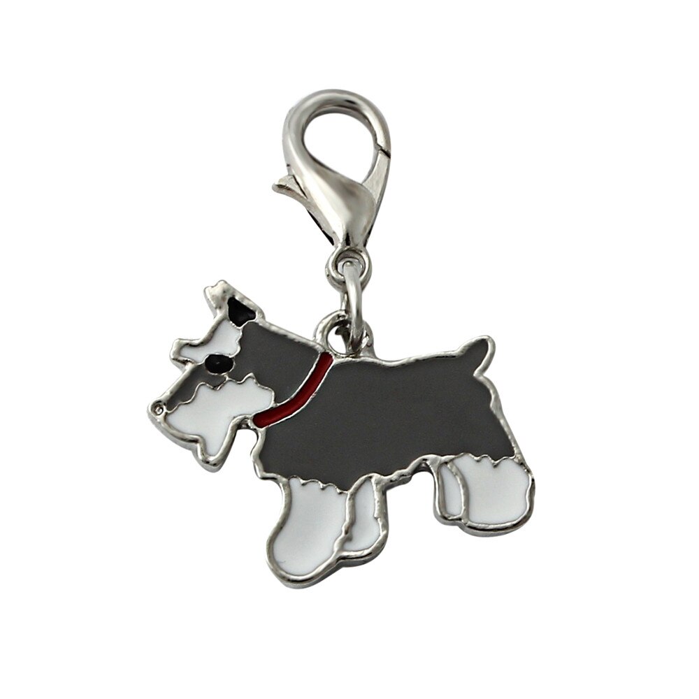 Accessoires en émail pour collier et pendentif, nouvelle étiquette pour chien, numéro 1 pièce, gris, Schnauzer, identification des animaux de compagnie, F10