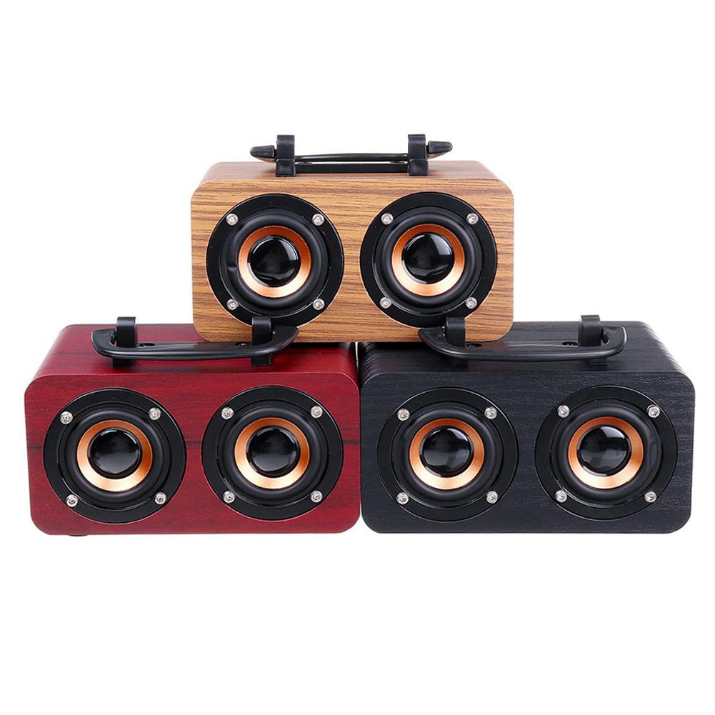 Stereo Wooden Bluetooth Speaker Portable HiFi Speakers TF Play Hand Free Call Input Super Bass Loudspeaker Computer Column