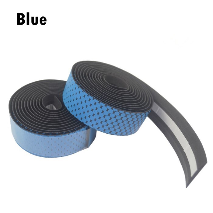 Pu cykel bånd cykel kork styr tape tape  +2 bar stik cykeltilbehør gradient cykel styr bånd: Blå
