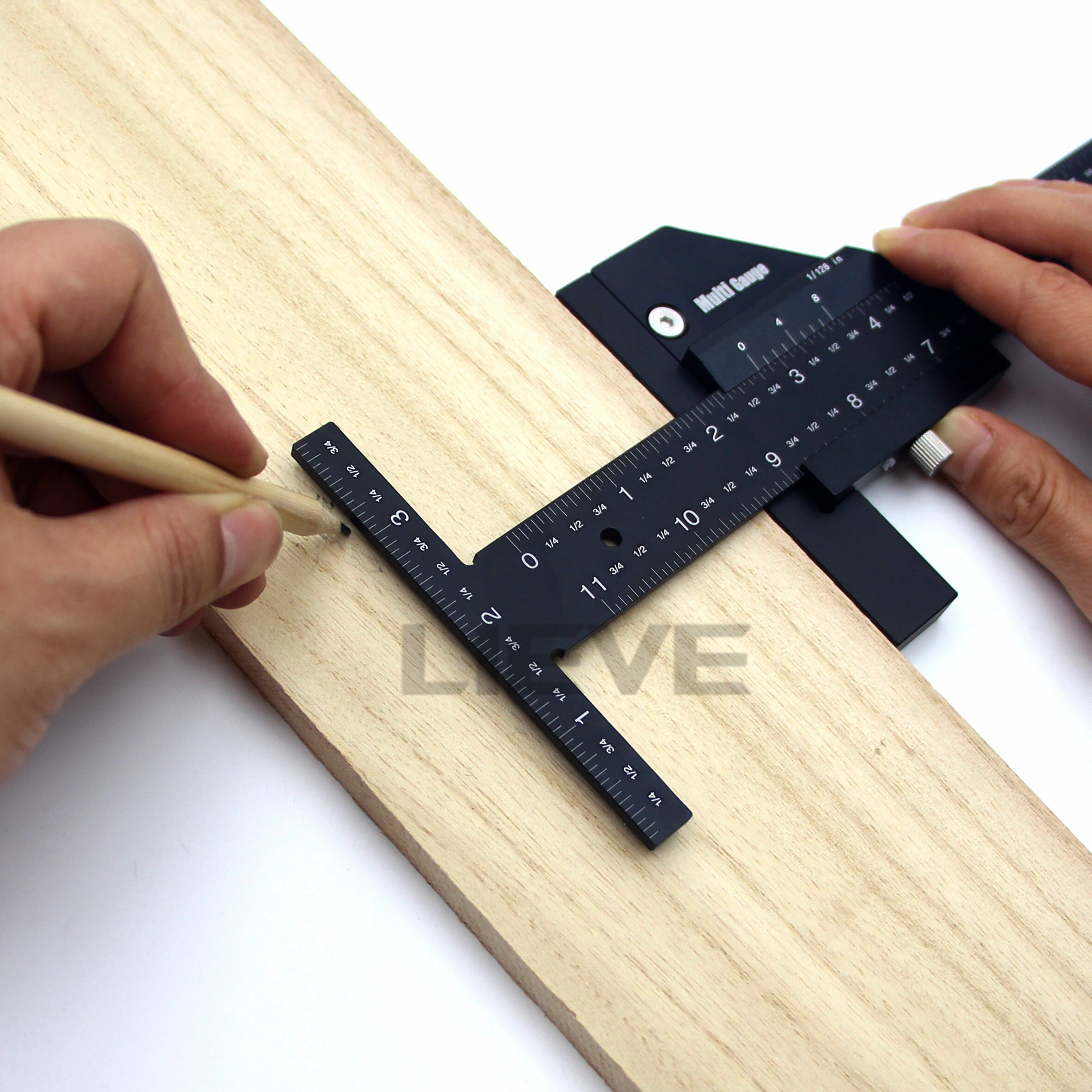 Multifunction Inch MM Woodworking Scriber Gauge Aluminum Steel Measuring Marking Framing Ruler Tool for Carpentry Tools Kit Set
