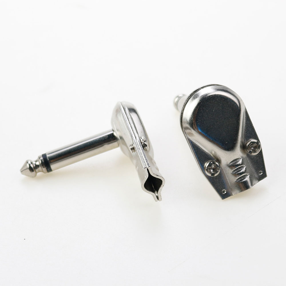 1 Stuks 90 ° Rechte Hoek 6.35 Mm Mono 2 Polige Jack Plug 6.35 Mm Platte Mannelijke Gitaar Phono Pannenkoek Type 1/4 Inch Pluggen Gesoldeerd Connector