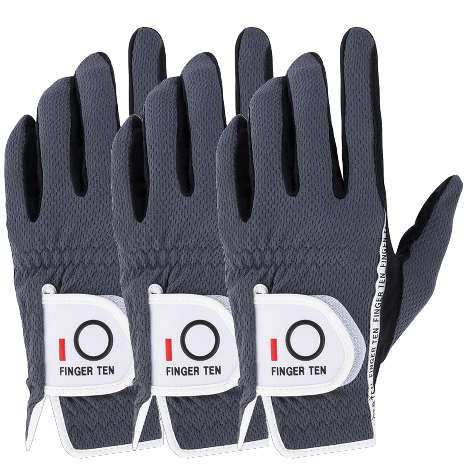 Lot de 3 gants de pluie de golf respirants pour hommes, main gauche droite, poignée toutes saisons, noir, gris, vert, S M ML L XL: Gris foncé / L