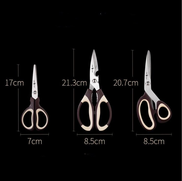 Wilona Household Kitchen Scissors Sets Removable Multi-function Food Scissors Stainless Steel Cut Chicken Bones: 3 pieces set