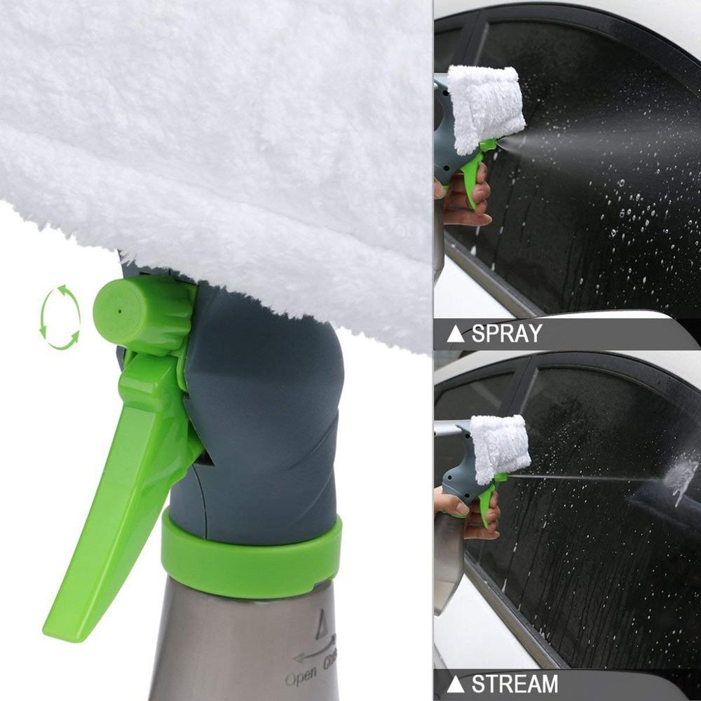 Fönsterputs 3 in 1 spray fönsterputs glasborste skrapa silikontorkare mikrofiber tygkuddesats bilglas renborste