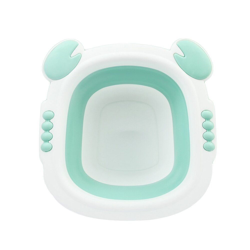 Foldable Wash Basin Portable Newborn Washbasin Baby Basin Travel Face Foot Ass Basin Foldable Cute Cartoon Silicone Basin: Green