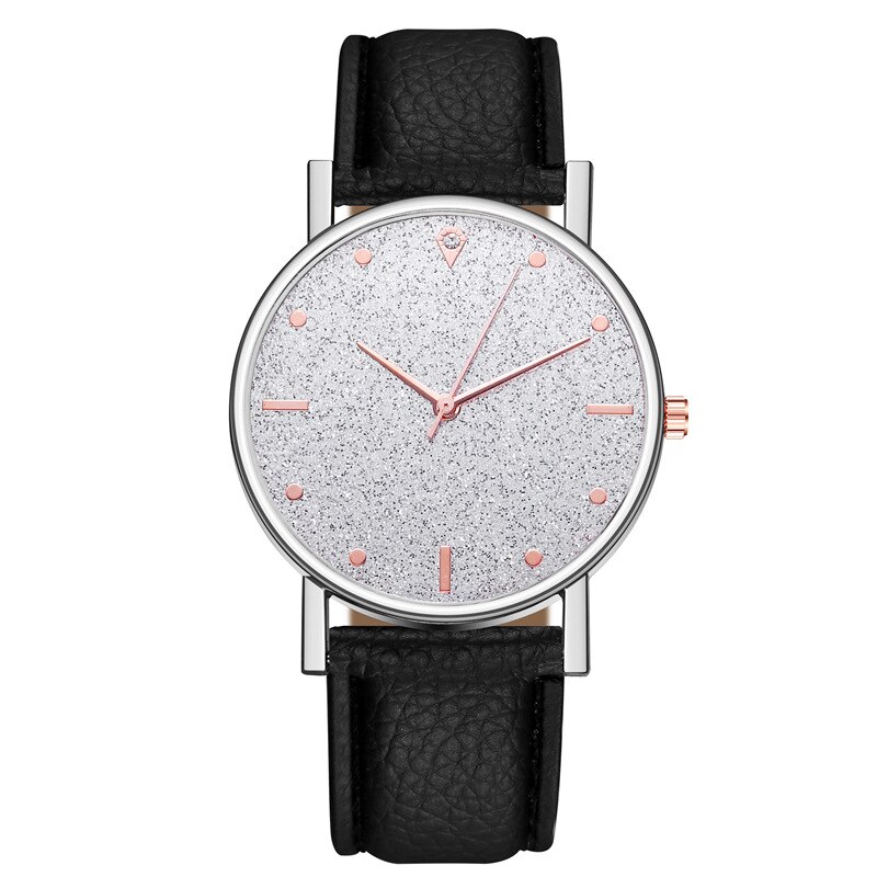 Damklocka stjärnhimmel urtavla dam läderarmband kvarts damklocka armbandsklocka orologio donna relojes: Svart vit