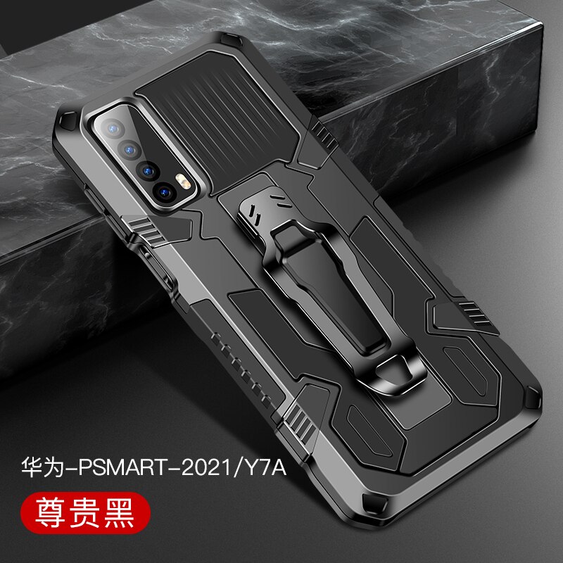 Armor Case Voor Huawei Y7A Case Shockproof Riemclip Holster Cover Voor Huawei Huaweiy Huawei Y7A Y 7A Y7 een Coque Funda: For Enjoy 10 Plus / Black