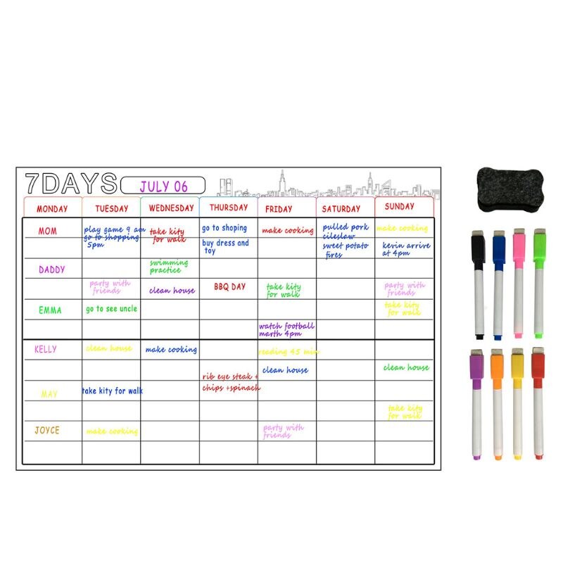 7 dagen grote magnetische whiteboard weekplanner voor keukenkoelkast met 8pc pennen en 1pc magnetische achterwissers: Gewicht