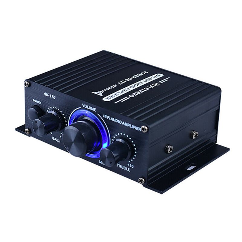 400W DC12V Dual Kanal Mini HIFI AUX Power Verstärker für AK 170 mit blau LED licht