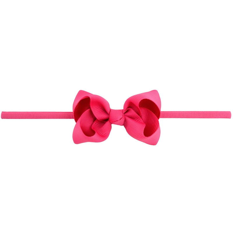 Baby Kids Kleine Leuke Hoofdband DIY boog-knoop Grosgrain Lint Boog Dunne Elastische Tulband Haarbanden Meisjes Hoofdbanden haar Accessoires: 14 Rose Red