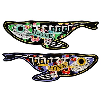 1 Juego de parches de animales de oveja de cabra Pelecanus, parche de pájaro de langosta bordado de flor de pez de amor, apliques, parches de planchado en camiseta, artesanía de ropa: 1302 fish