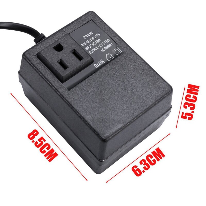 200W Voltage Converter Transformer 220V To 110V Step Down Travel Voltage Transformer Converter EU Plug