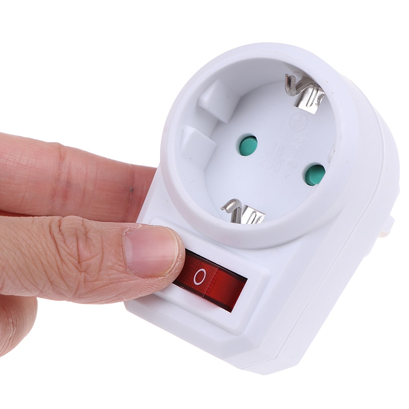 Europæisk type konverteringsstik med switch neon indikator 16a rejsestik 1 to 1 vejs eu standard strømadapter stik