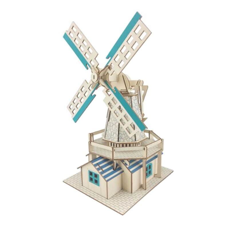 Puzzles en bois 3D Puzzle caméra pont modèle Puzzle jouet éducatif Puzzle assemblage Puzzle pour enfant enfant d'anniversaire: Windmill