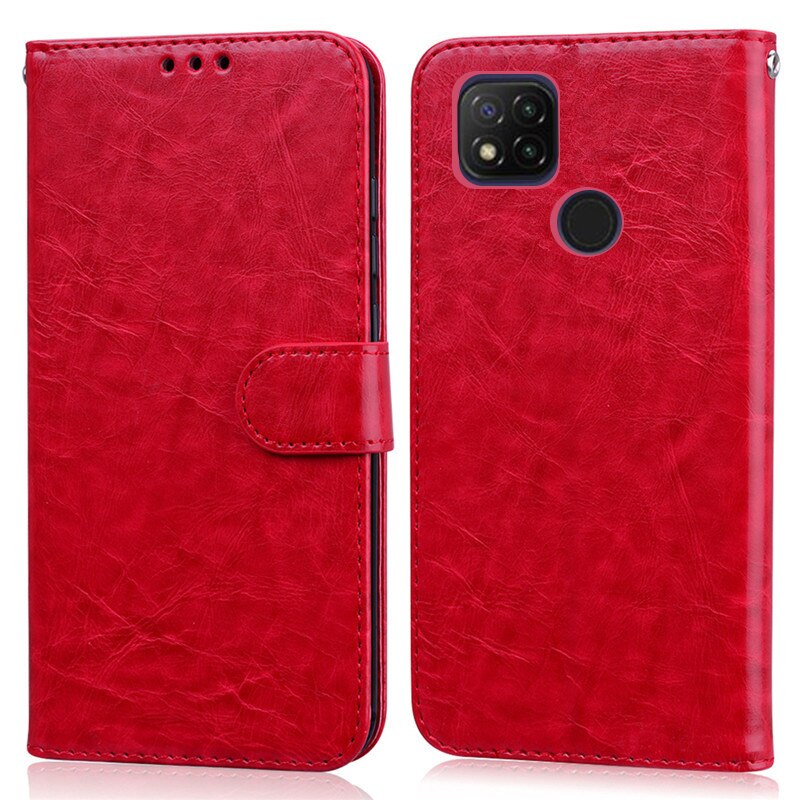 Voor Redmi 9C Nfc Gevallen Xiomi Xiaomei Xiaomi Redmi 9C Nfc Nfs Wallet Leather Flip Case Voor Xiaomi Redmi 9C 9 C Telefoon Gevallen Coque: For Redmi 9C NFC / Red