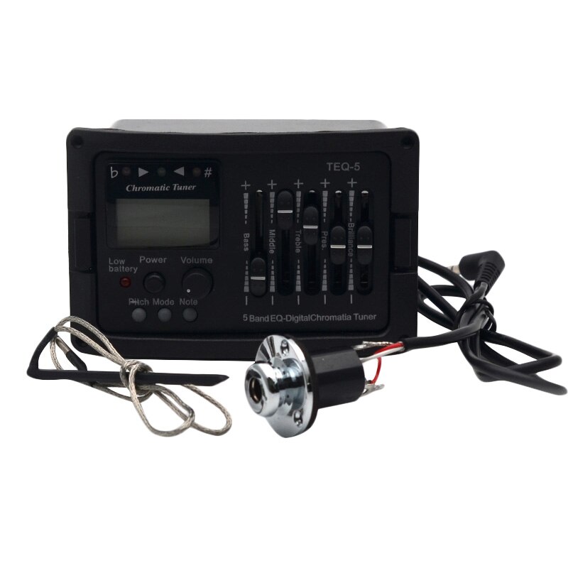 5 Band Voorversterker Voor Akoestische Gitaar Eq Equalizer Klassieke Akoestische Gitaar Versterker Digitale Blend Tuner Piezo Pickup: With tail nails