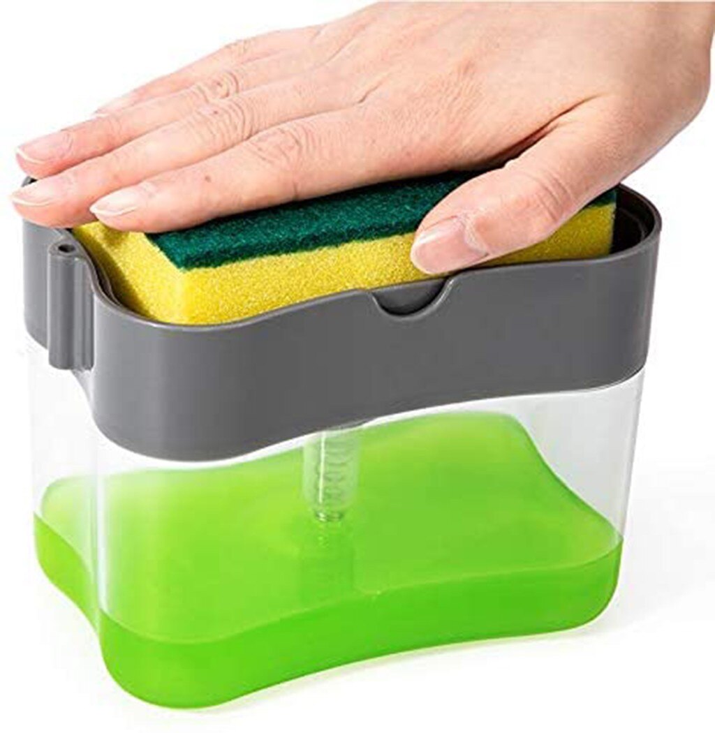 2-in-1sponge Rack Zeepdispenser Zeepdispenser En Spons Caddy 13 Gram Container Spons Aanrecht Zeep Houder Rac