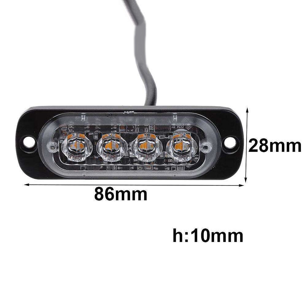 Super lyse 12v-24v gule 4 led 12w biler lastbil strobe blitz vandtæt nødadvarselsbjælke lys sidemarkør lastbil bar lys