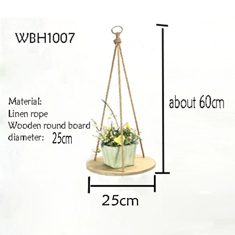 macrame plant hanger with wooden board pot tray flower pot hanging: WBH1007