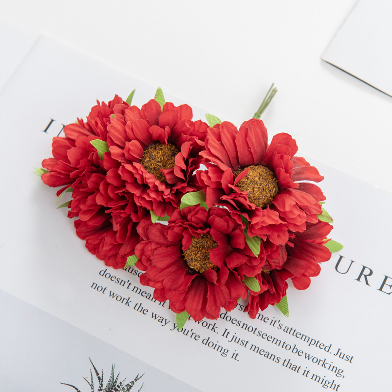 Kunstige blomster festival hjemdekorasjoner rom bryllup dekorativ krans silke tusenfryd gerbera gjør-det-selv-eske utklippsbok bil: Xs / Rød