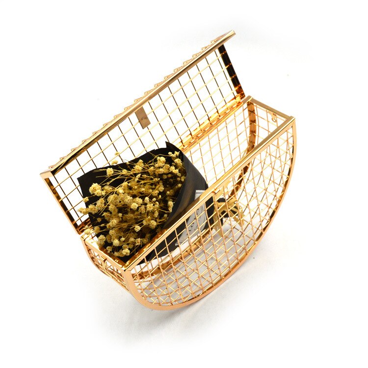 Dames avondtas metalen uitgeholde mini tas banket feest schoudertas retro rock crossbody tassen bruiloft clutch kooi handtas