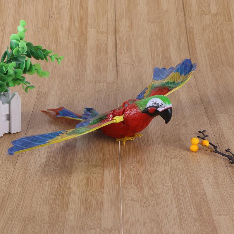 Kleurrijke Huisdier Vogel Papegaai Speelgoed Plastic Elektrische Geluid Fly Wing Talking Lovebird Dieren Batterij Power Speelgoed Voor Kinderen