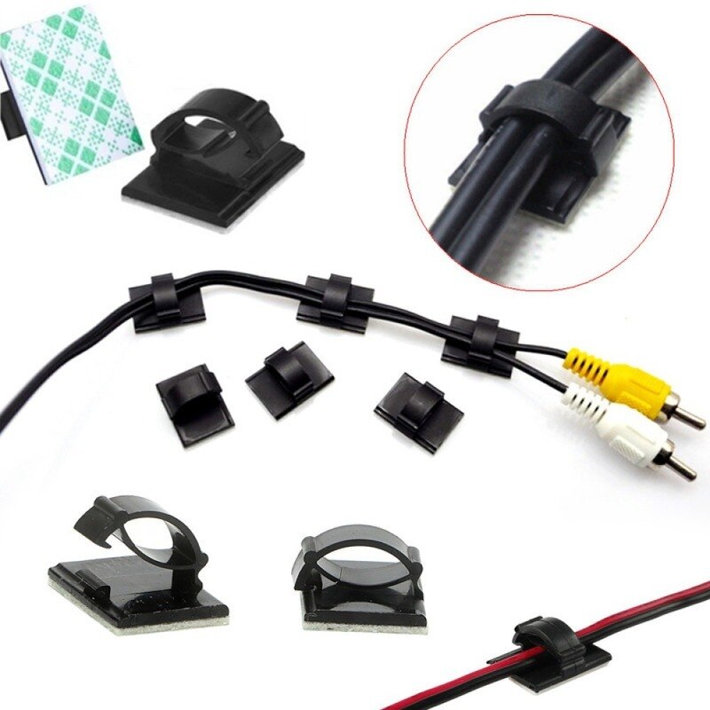 100/60/30/10Pcs Adhesive Car Cable Clips Cable Winder Wire Tie Fixer Holder Cord organisator Management Bureau Kabelbinder Klemmen
