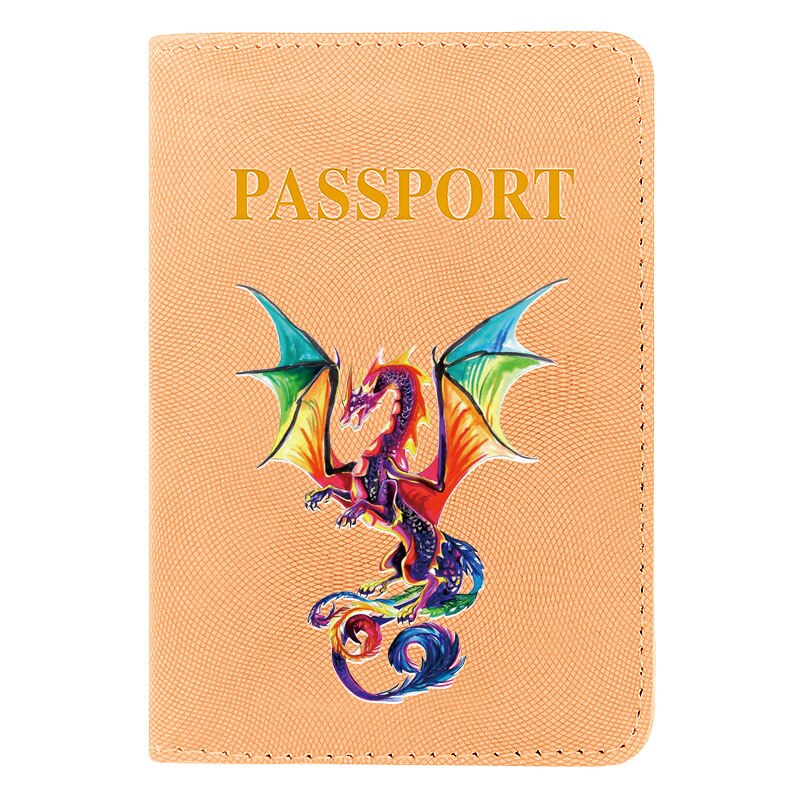 Neue Bunte Drachen Digitaldruck Frauen Männer Reisepass Abdeckung PU Leder Reise Ich würde Kreditkarte Halfter Geldbörse Brieftasche fallen: BZ585-khaki