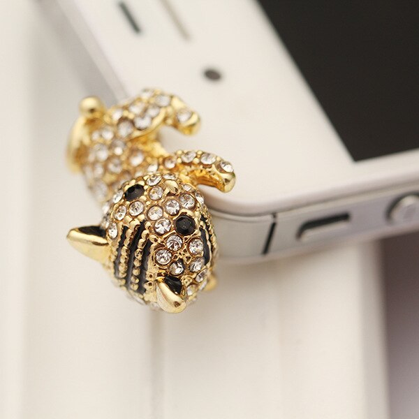 Mooie Liggen Kitty Vol Diamanten Anti Stof Plug Voor Iphone6 6 s Voor Samsung S6 Voor Xiaomi Meizu En alle 3.5mm Koptelefoon Jack Plug