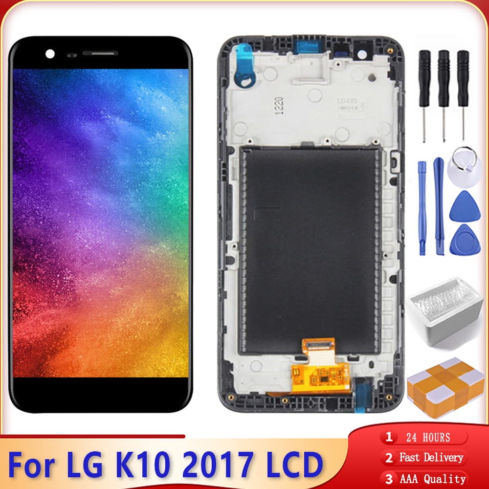 Original för lg  k10  m250 m250n m250e lcd-skärm pekskärm 5.3 tums digitaliseringsenhet med ram för  k20 plus display
