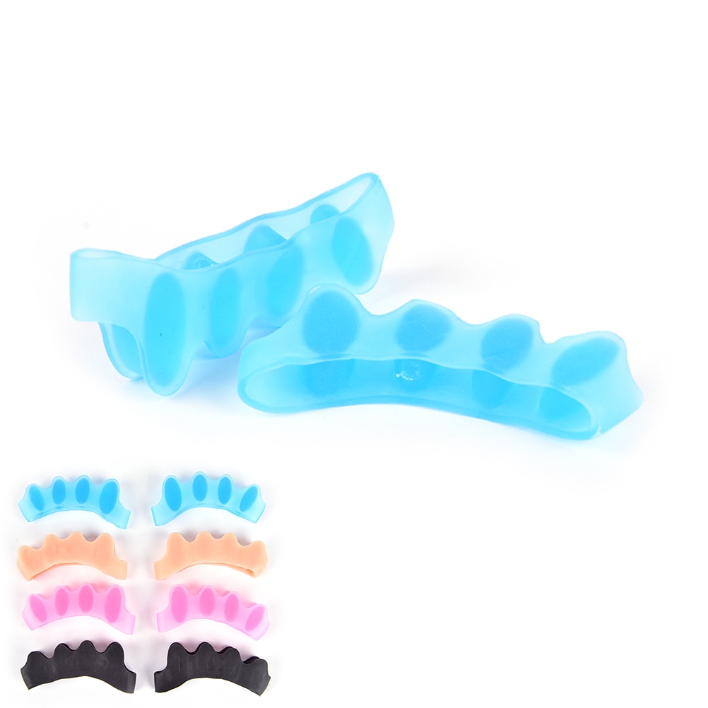 Corretor de hallux valgo de silicone, separador de cinco dedos e corretores de joanete, divisor para dedos, espalhador de pés, 1 par