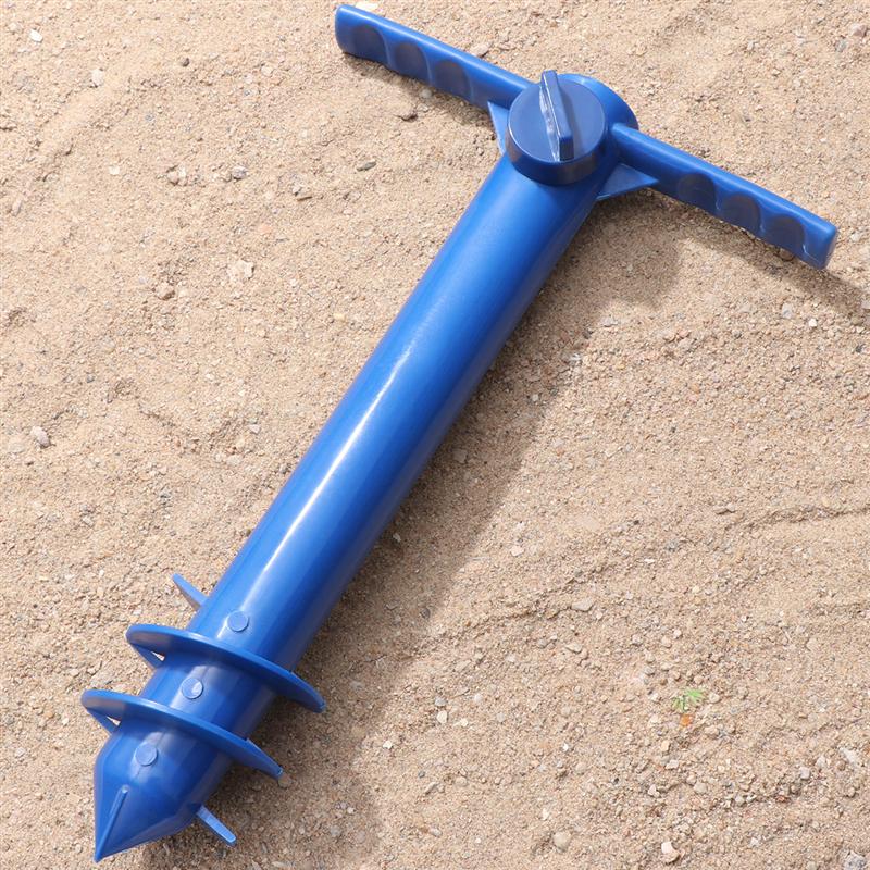 Soporte de anclaje para sombrilla de playa BESTOMZ, soporte Universal para barrena y arena, soporte para barrer con puntas y recogedor de arena (Color aleatorio)