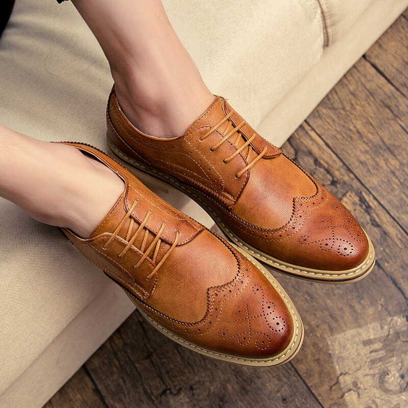 Chaussures pour hommes, chaussures habillées classiques, chaussures d'affaires formelles, chaussures en cuir rétro, chaussures richelieu pour hommes, chaussures à lacets, calzado hombre