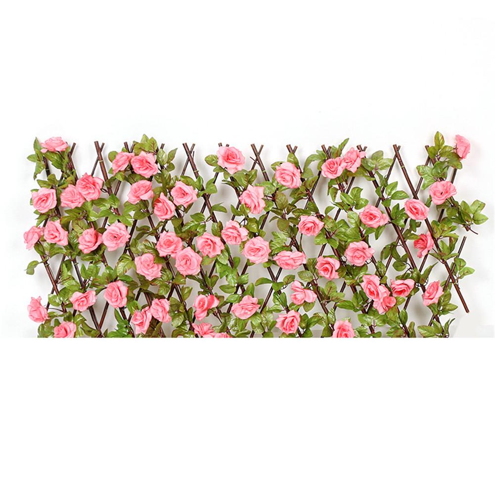 Simulation clôture filet haie en bois avec fleurs artificielles feuilles décoration de jardin criblage écran en expansion clôture rétractable: Small A