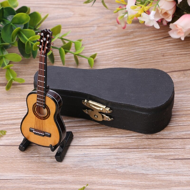 10cm Toy Acoustic Guitar Scale Model Home Office Desk Decor Ornaments