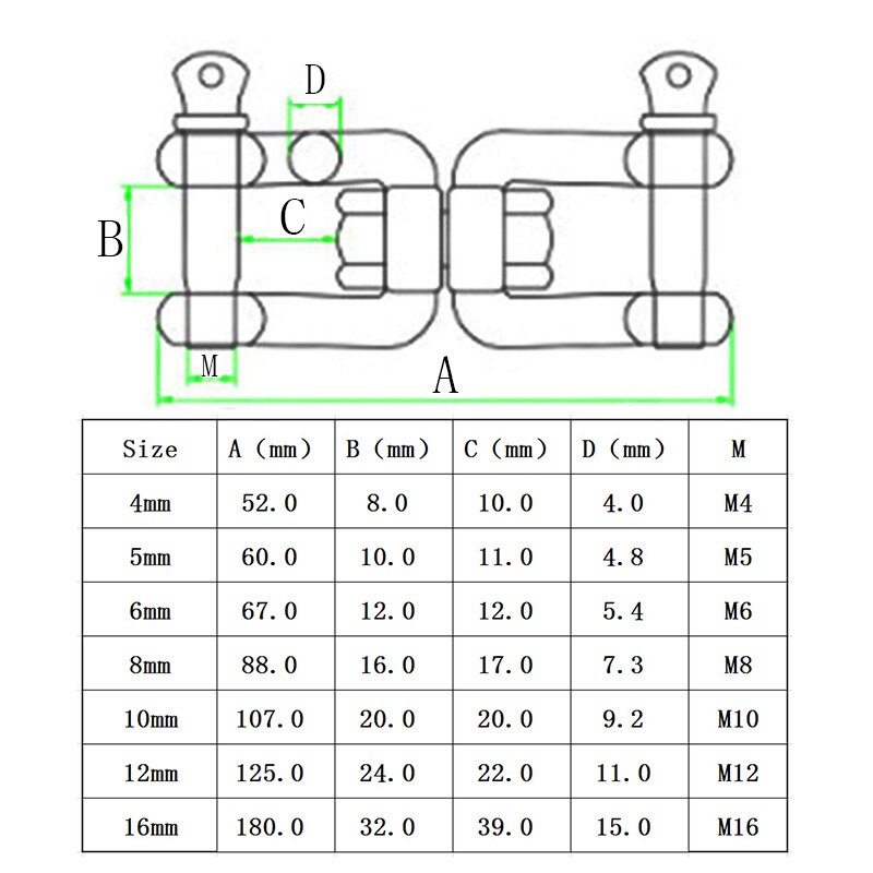 Jaw-Jaw Swivel Anchor Chain Connector Marine Grade 304 Stainless Steel Quick Release Shackle Marine Hardware
