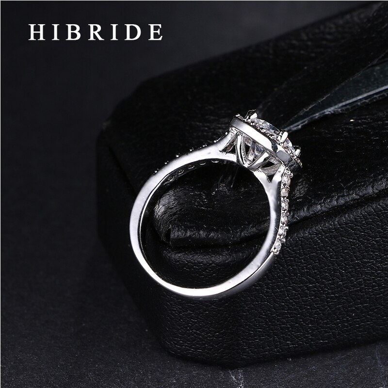 HIBRIDE Trendy Women Wedding Rings For Party Clear Rhinestone Stainless Steel Ring Jewelry QSP0010-22