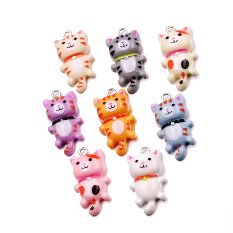 10pcs 15*29mm Cute Cat Flat Back Charms For Pendant DIY Earrings Necklace Jewelry Accessories Finding